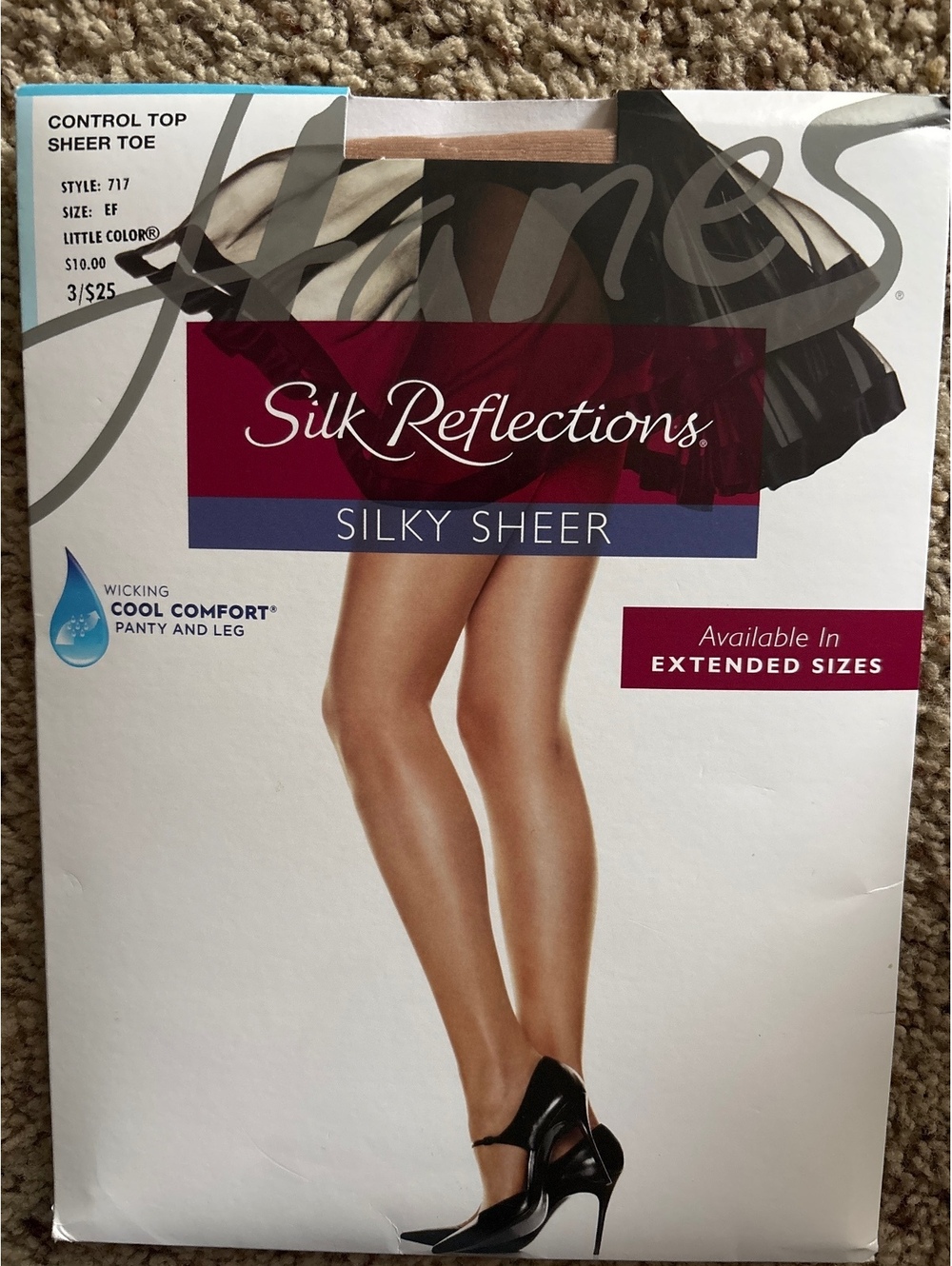 Silk Reflections Silky Sheer size EF control top sheer toe nude little color